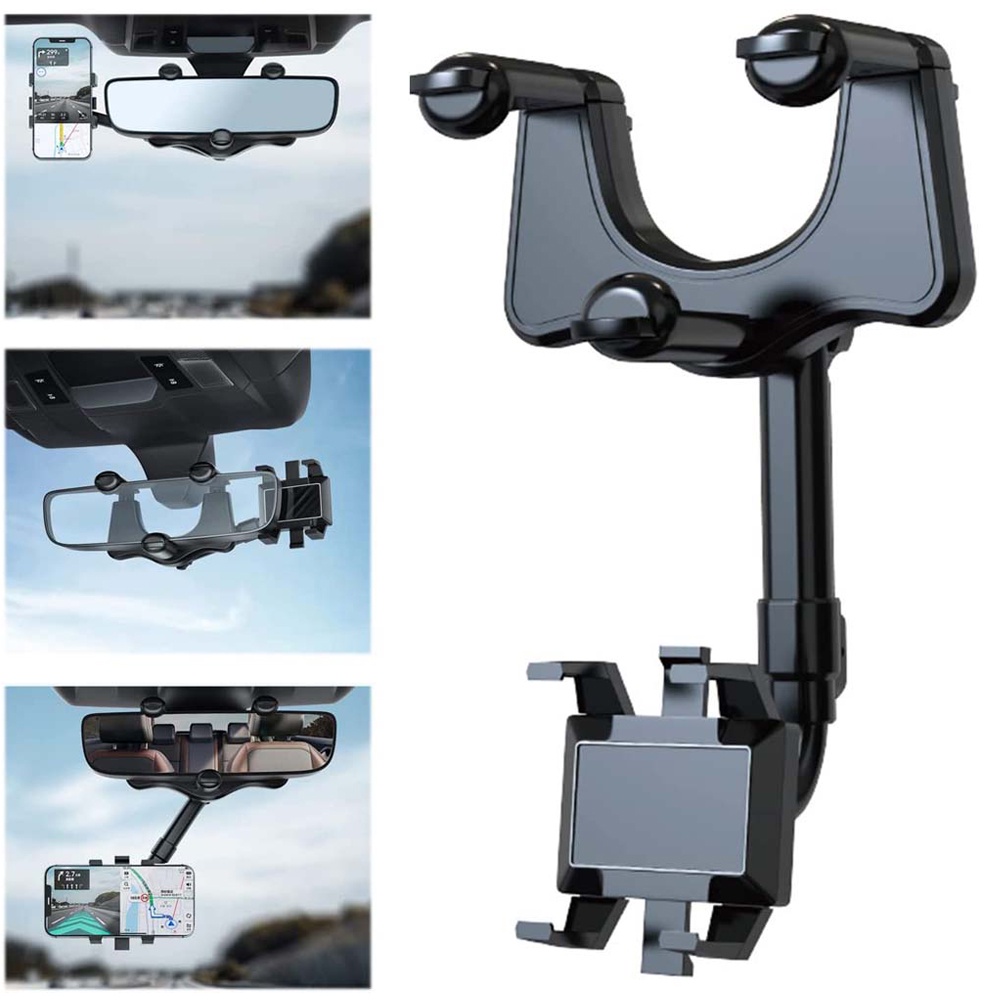 Bracket Holder Handphonegps Universal Bisa Berputar 360 Untuk Kaca Spion Dalam Mobil° Bracket Wadah Penyangga Handphone / Gps Dengan Model Dapat Ditarik Untuk Mobil