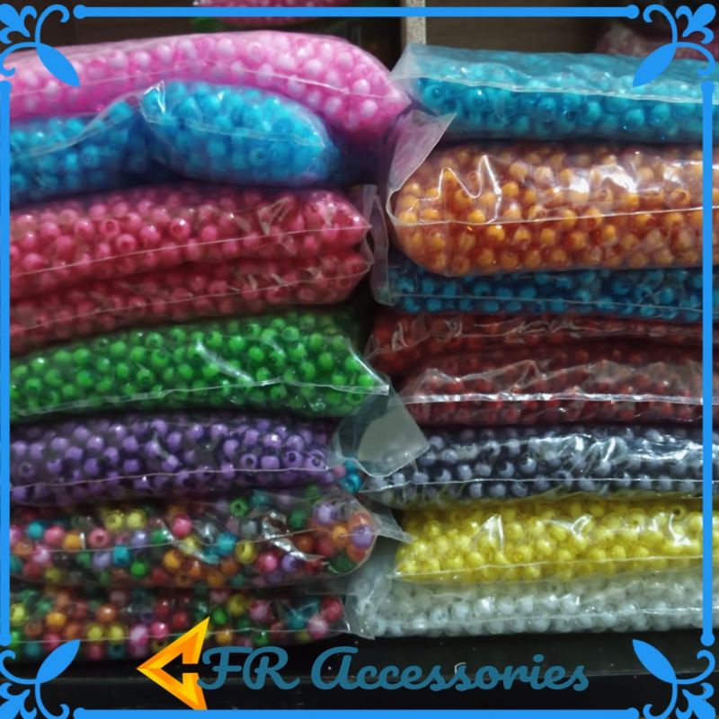 1PON MANIK MANIK CRISTAL AKRILIK MANIK LAMPION BOLA DUNIA 08MM/10MM