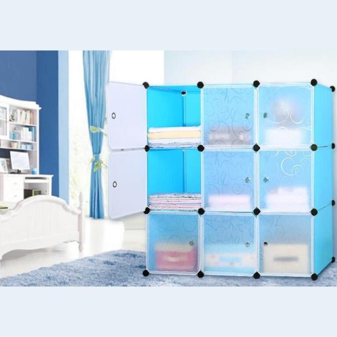 

Lemari pakaian rak serbaguna susun lemari plastik lemari baju 9 pintu stock ready