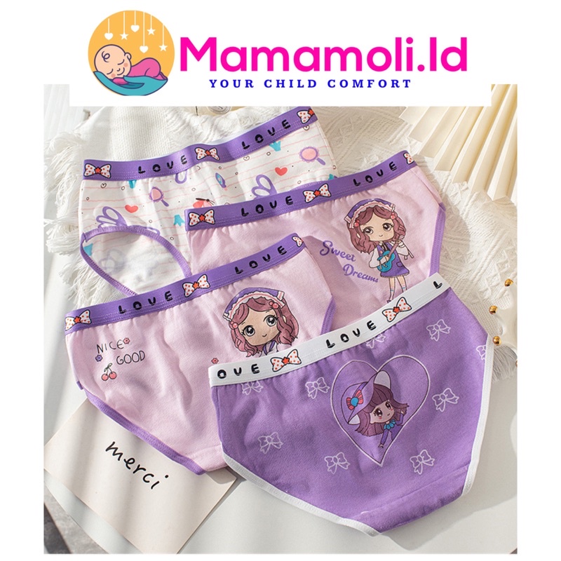 Kolor Anak Perempuan / CD Anak Perempuan / Celana Dalam Anak Perempuan 4 in 1 ( 4 Pcs/ Bungkus ) / Celana Sempak Anak Cewek/ Kancut Anak Perempuan/ Girl Underwear