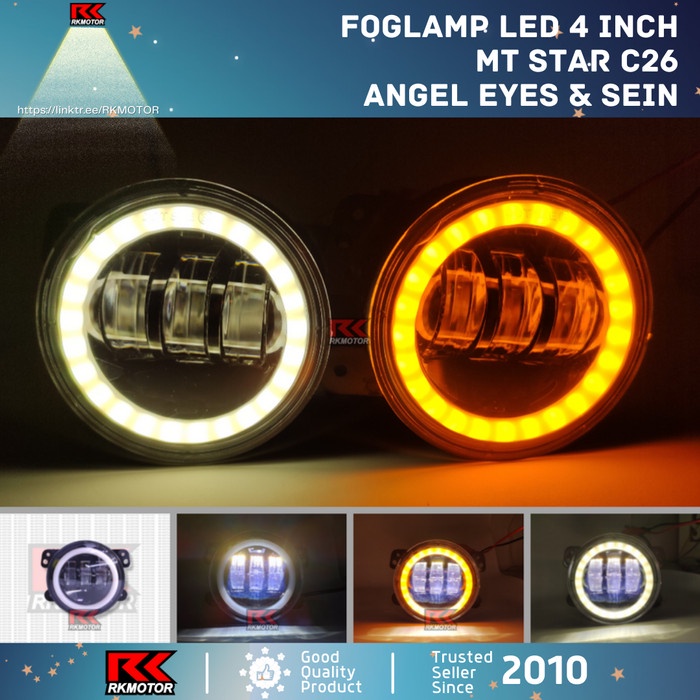 Lampu Foglamp Mobil 4 inch Angel Eye C26 3 Mata Lampu Kabut LED