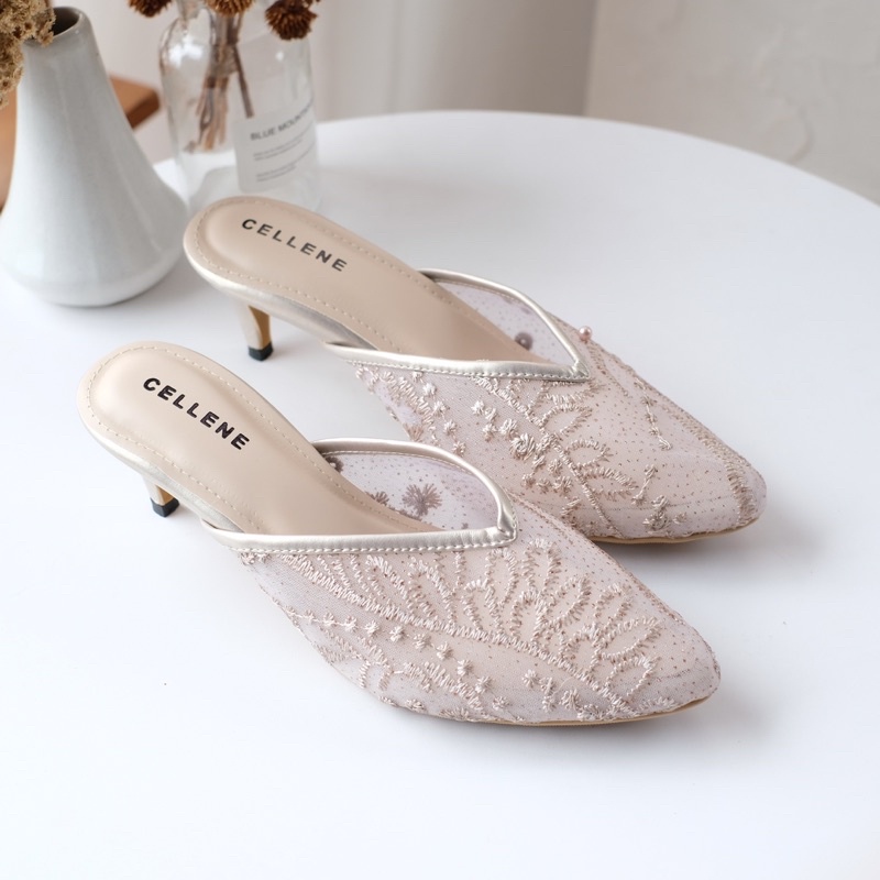 CELLENE Halley Lace Heels | wedding shoes lace brukat tinggi 5cm