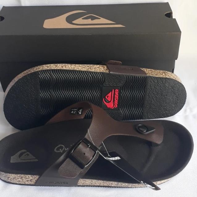 SANDAL QUICKSILVER ORIGINAL SANDAL PRIA SANDAL KULIT SENDAL SANTAI - Cokelat, 39