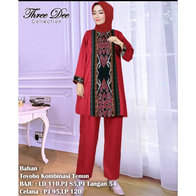 Setelan Celana Wanita Tenun kombi Katun