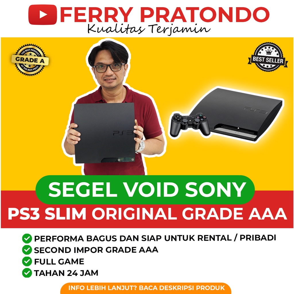 PS3 SLIM SERI 21 25 30 / SUPERSLIM SEGEL VOID SONY ORIGINAL ASLI FULL GAME HDD 160GB/500GB/1TB - KUA