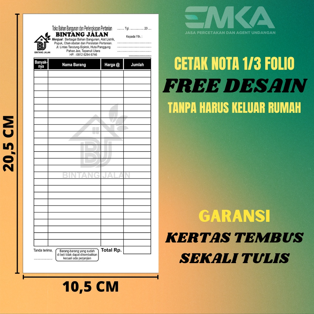 Jual Cetak Nota Kwitansi Ukuran 13 Folio Rangkap 2 Ply Gratis Desaign And Logo Murah 4765