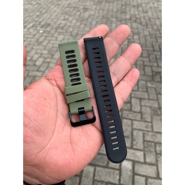 Strap Tali Jam Tangan Silicon smartwatch hijau kombinasi hitam size 20mm