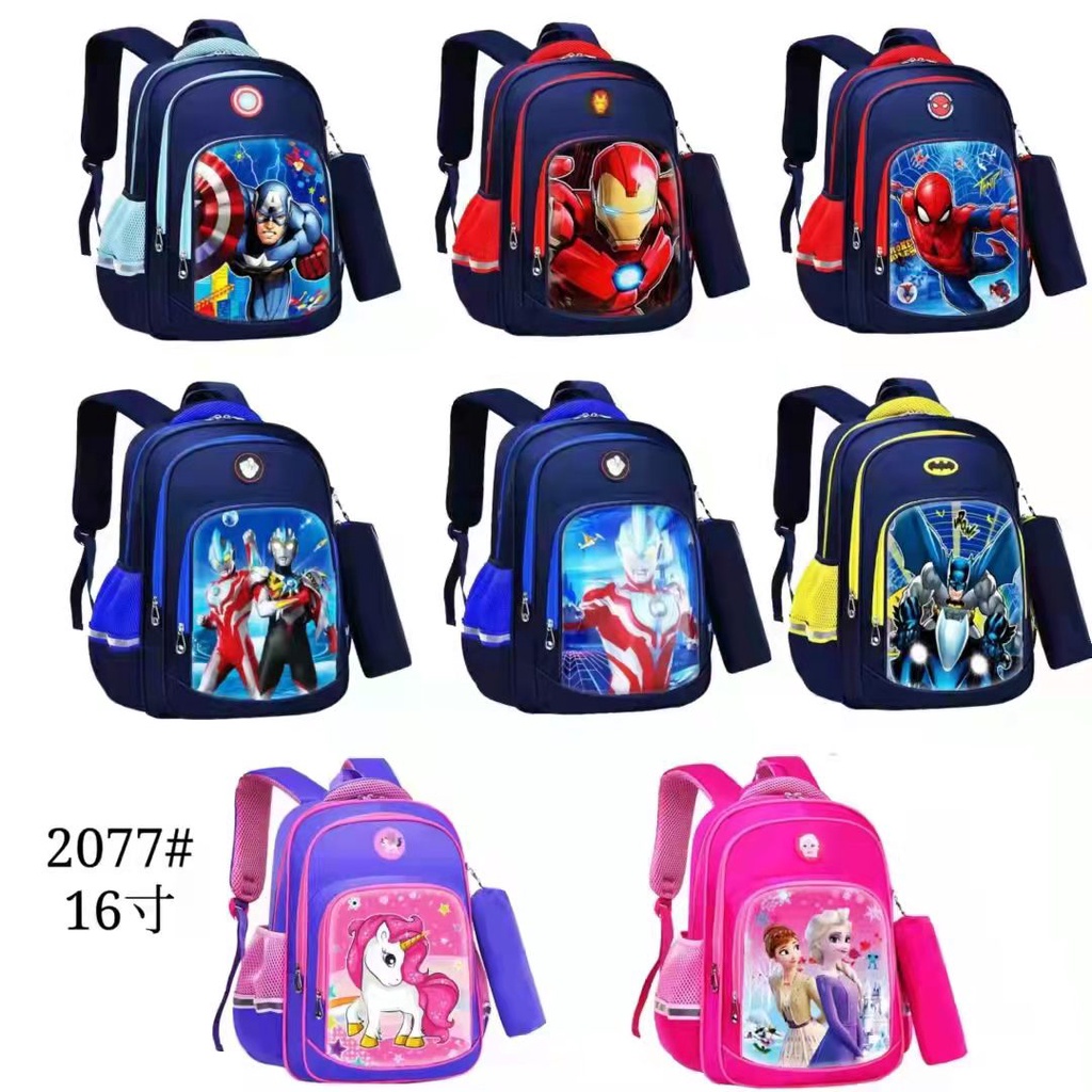 Tas Sekolah SD-SMP Ransel Anak Cewek &amp; Cowok Karakter Import Tas Anak Unisex Backpack School Impor