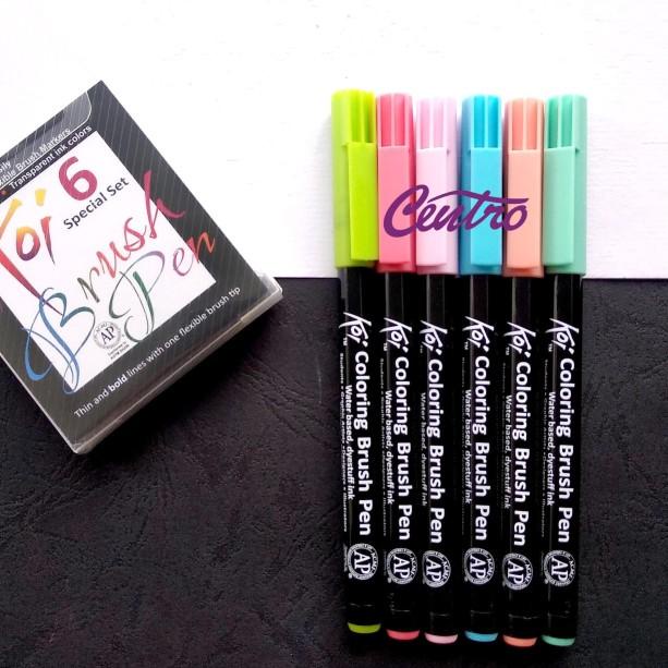 

Sakura Koi Coloring Brush Pen Set 6 Color Pastel Kuas Calligraphy