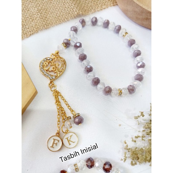 Tasbih Batu Crystal 99 butir + Lafadz Allah Putih Elegan