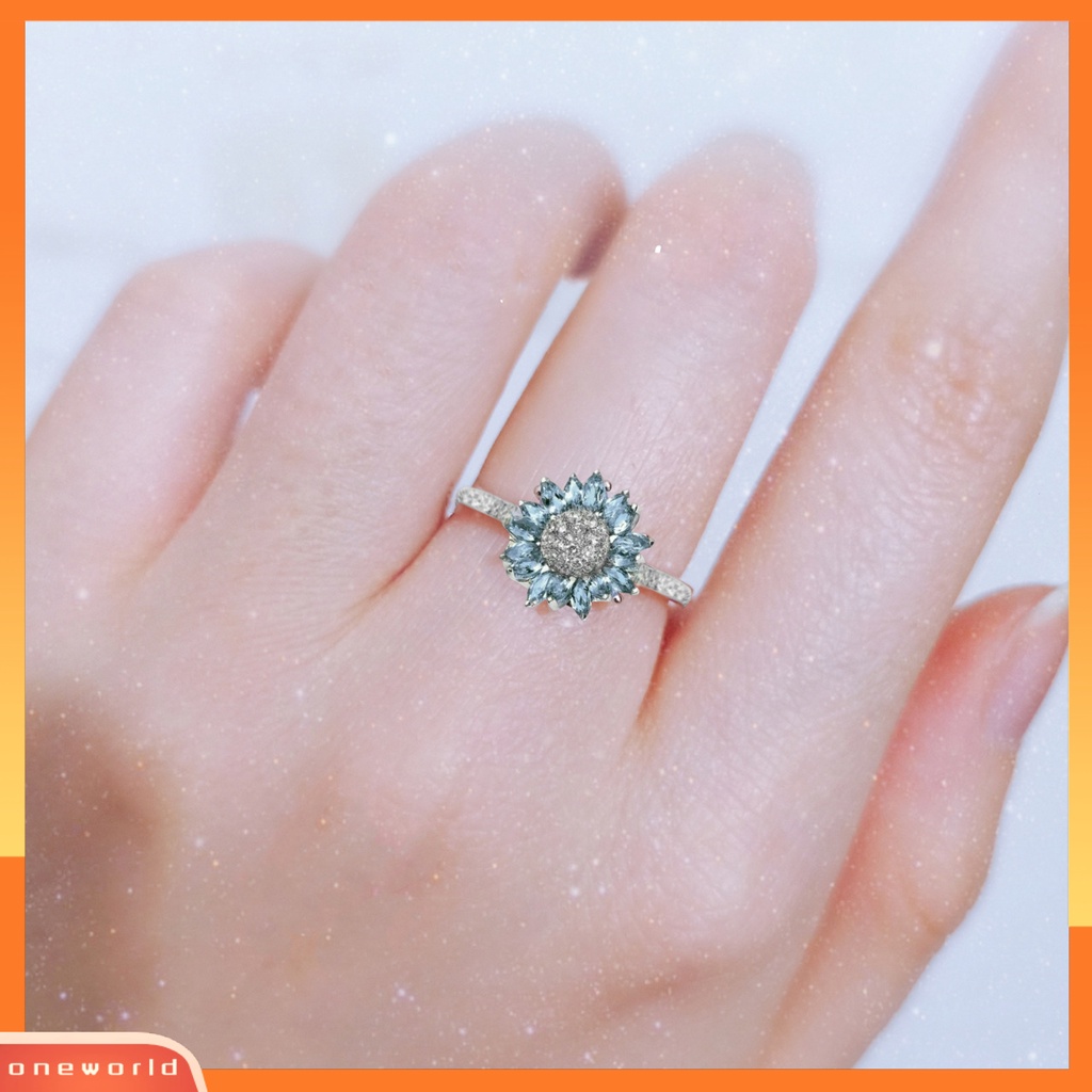 Cincin Wanita Bentuk Bunga Matahari Bahan Cubic Zirconia Untuk Pernikahan