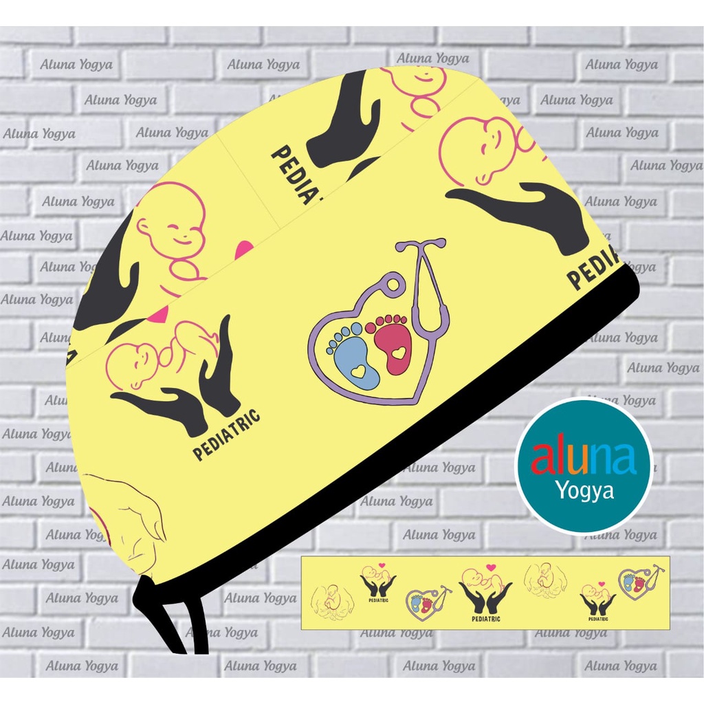 Scrub Hat / Surgical Cap / Topi Dokter Pediatric Kuning