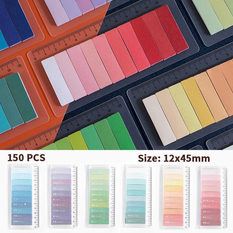 150pcs Sticky Note Warna Pastel Bisa Ditulis Dengan Penggaris Untuk Penanda Halaman Buku