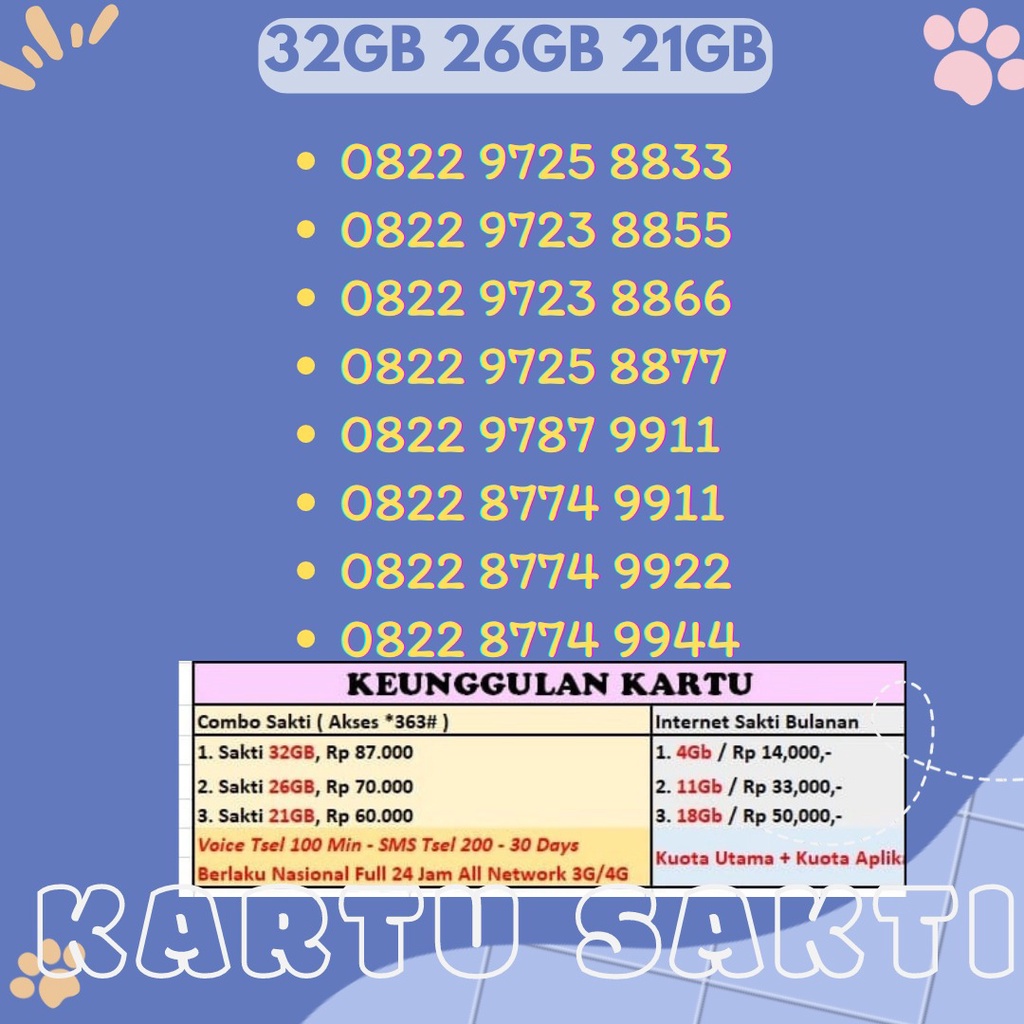 KARTU Perdana COMBO SAKTI Telkomsel unlimited - Kombo Murah Internet - 4G - LTE