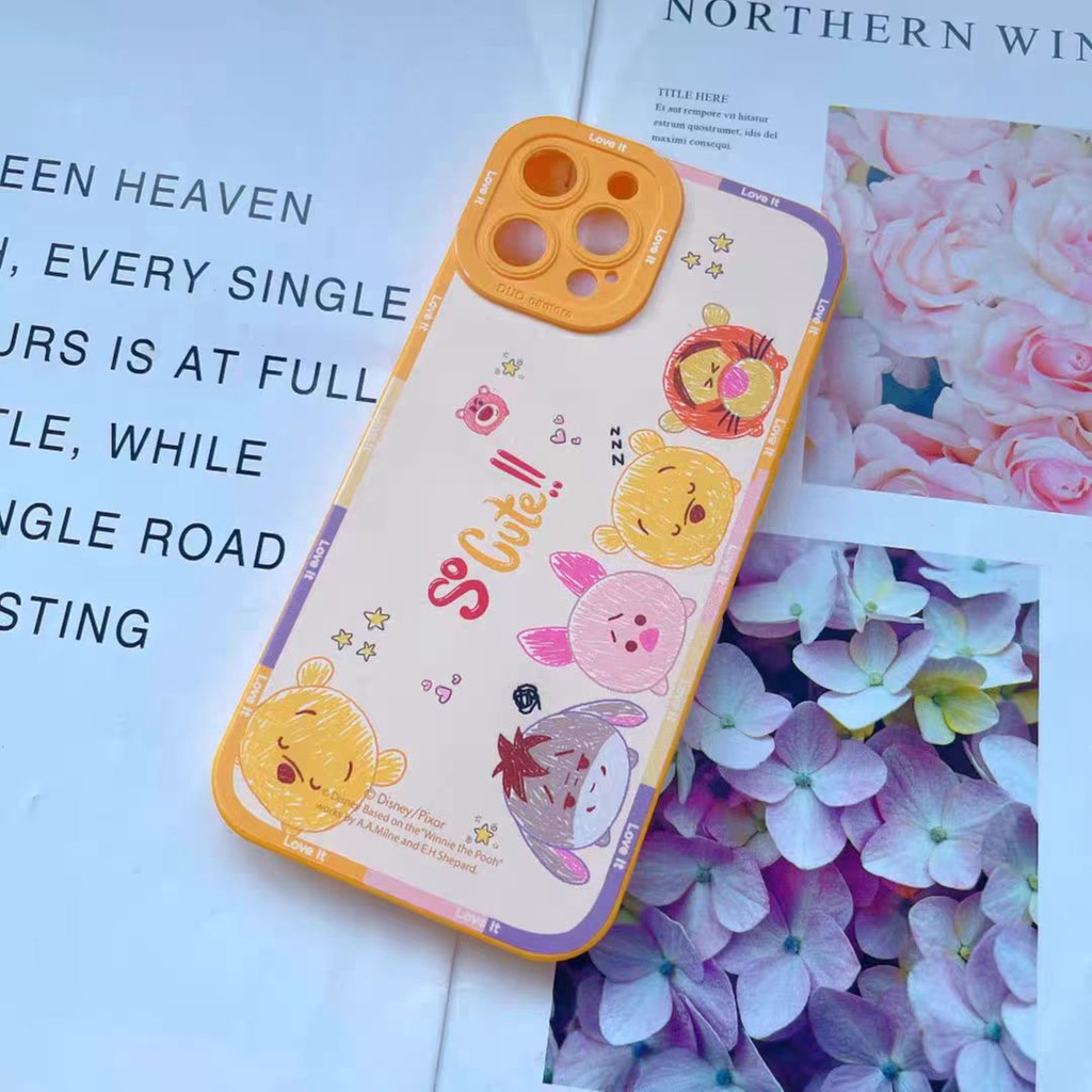 Ins Casing TPU iPhone 14 14pro 14Plus 14prm 13pro 13pro 13prm 11 7Plus 8Plus Xr XS 12pro Max Motif Pooh