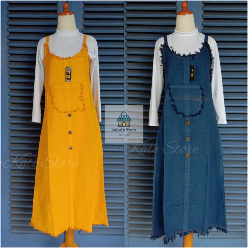 Overall Rok Panjang Rawis Semi Jeans
