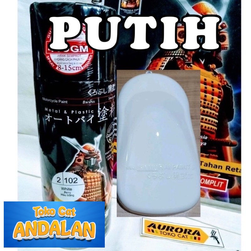 

Toko Andalan - Pilox Samurai White 102 Cat Pilok Putih Mengkilap Tahan Bensin 400ml | Toko Andalan Mobil dan Motol