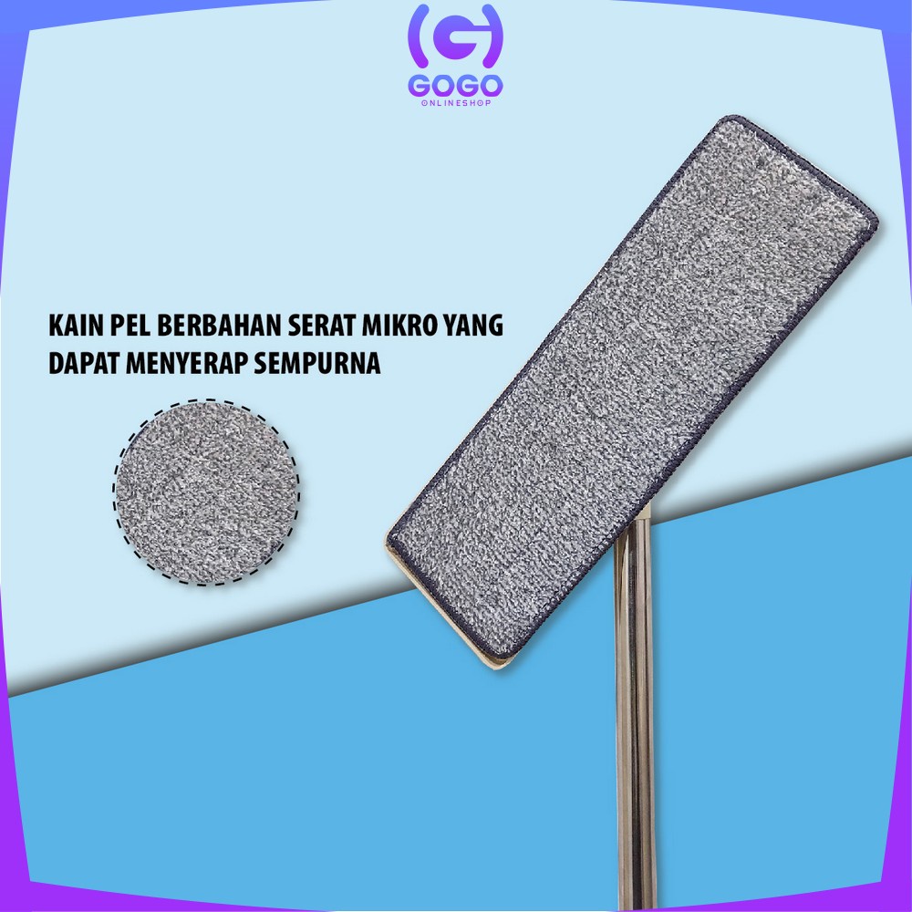 GOGO-C527 Pel Lantai Ember Petak Praktis Multifungsi / Kain Pel Pembersih Lantai / Mop Scratch Flat With Bucket