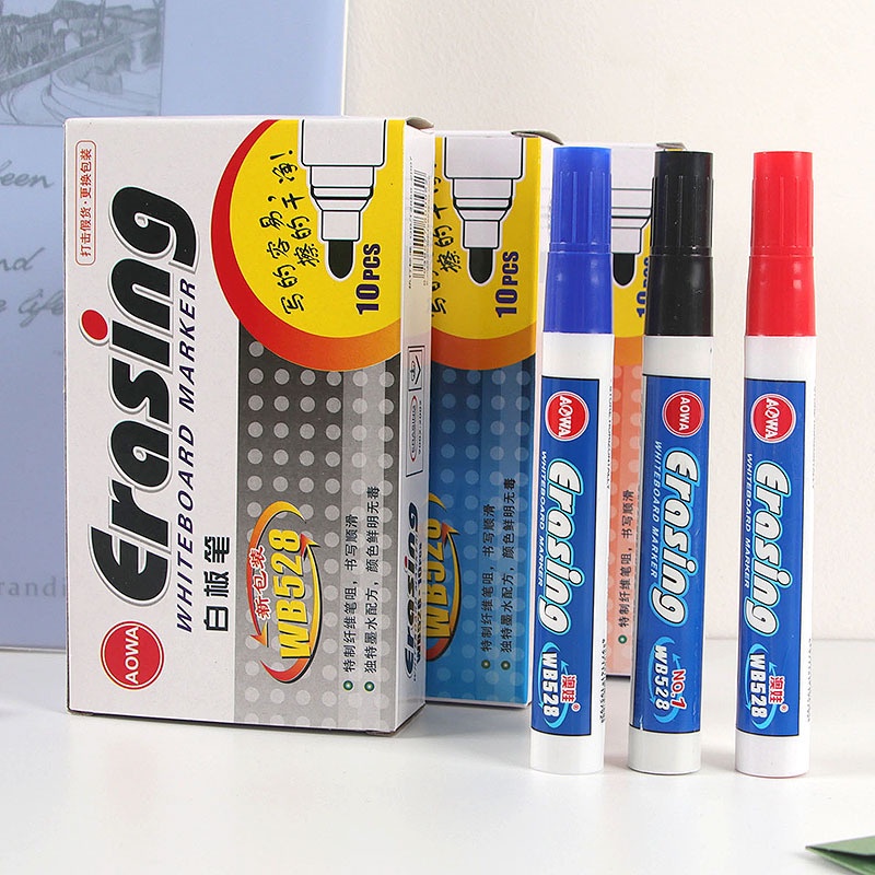 

Spidol Papan tulis/Spidol Whiteboard/Spidol Bisa Dihapus Aowa Whiteboard Marker 1 Pack isi 10 PCS Import Berkualitas