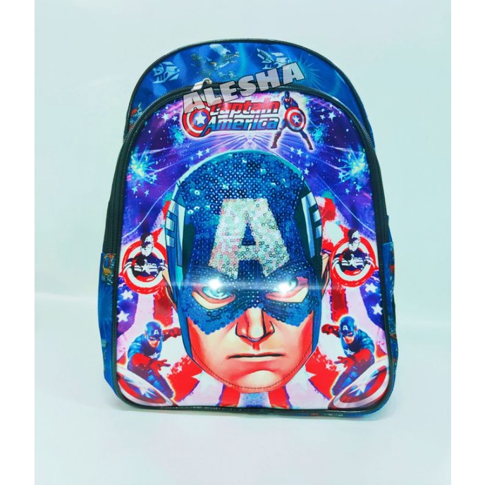 COD Tas anak laki tas sekolah TK SD tas anak karakter LED nyala bunyi captain america