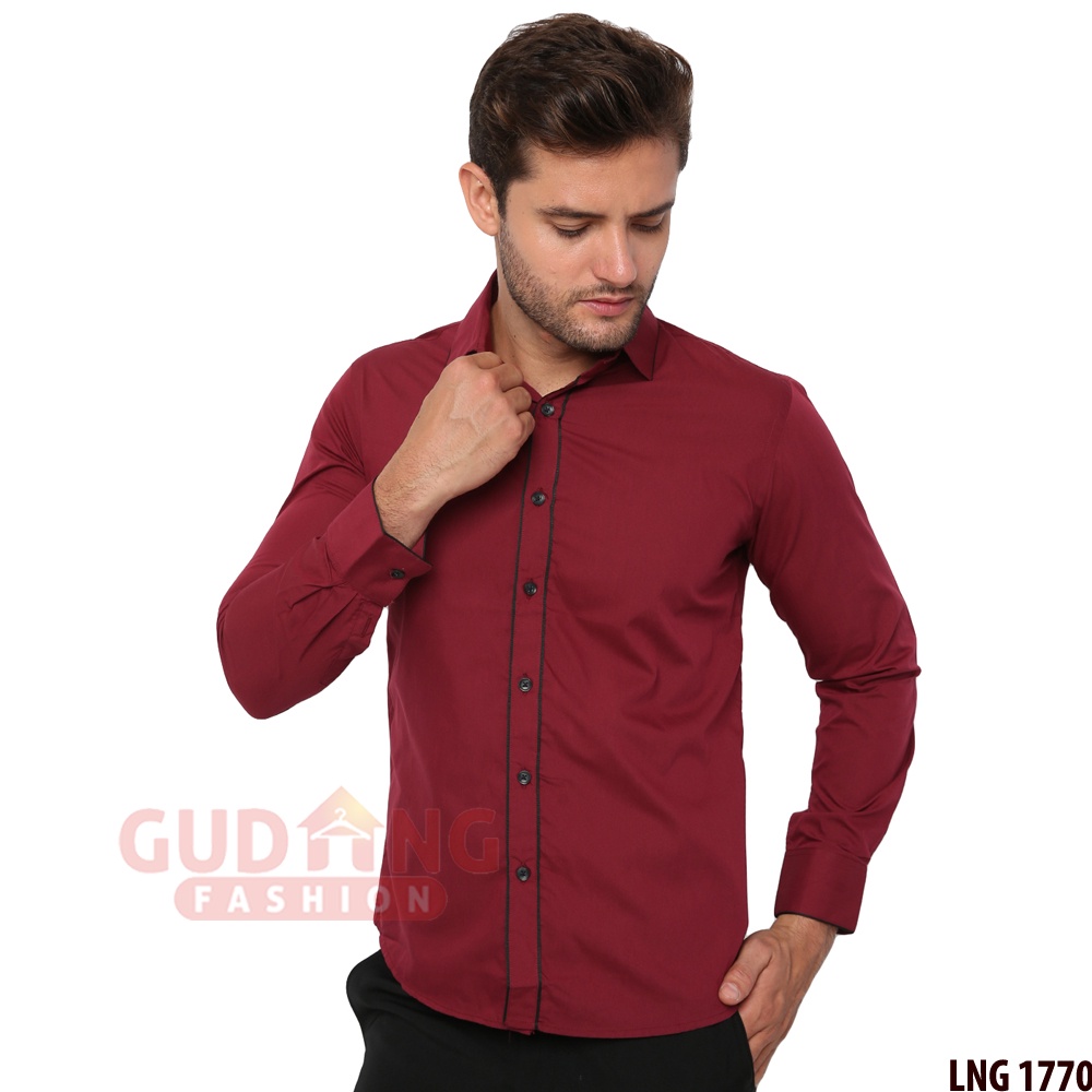 Kemeja Pria Polos Slim Fit Panjang Katun - Banyak Pilihan Warna LNG (COMB)