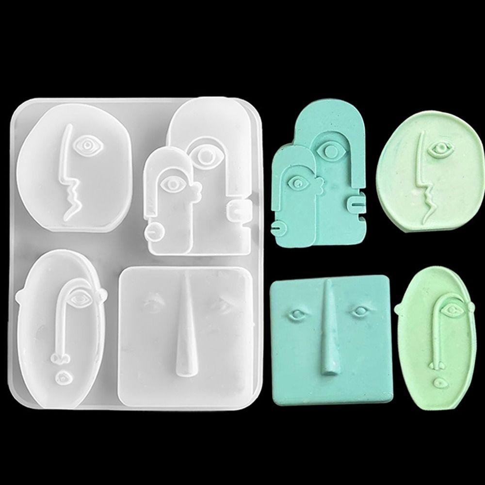 R-flower Abstract Face Candle Mold Abstract Personality Hand Tools Aromatherapy Abrasive Dekorasi Rumah Epoxy Resin DIY Cetakan Silikon