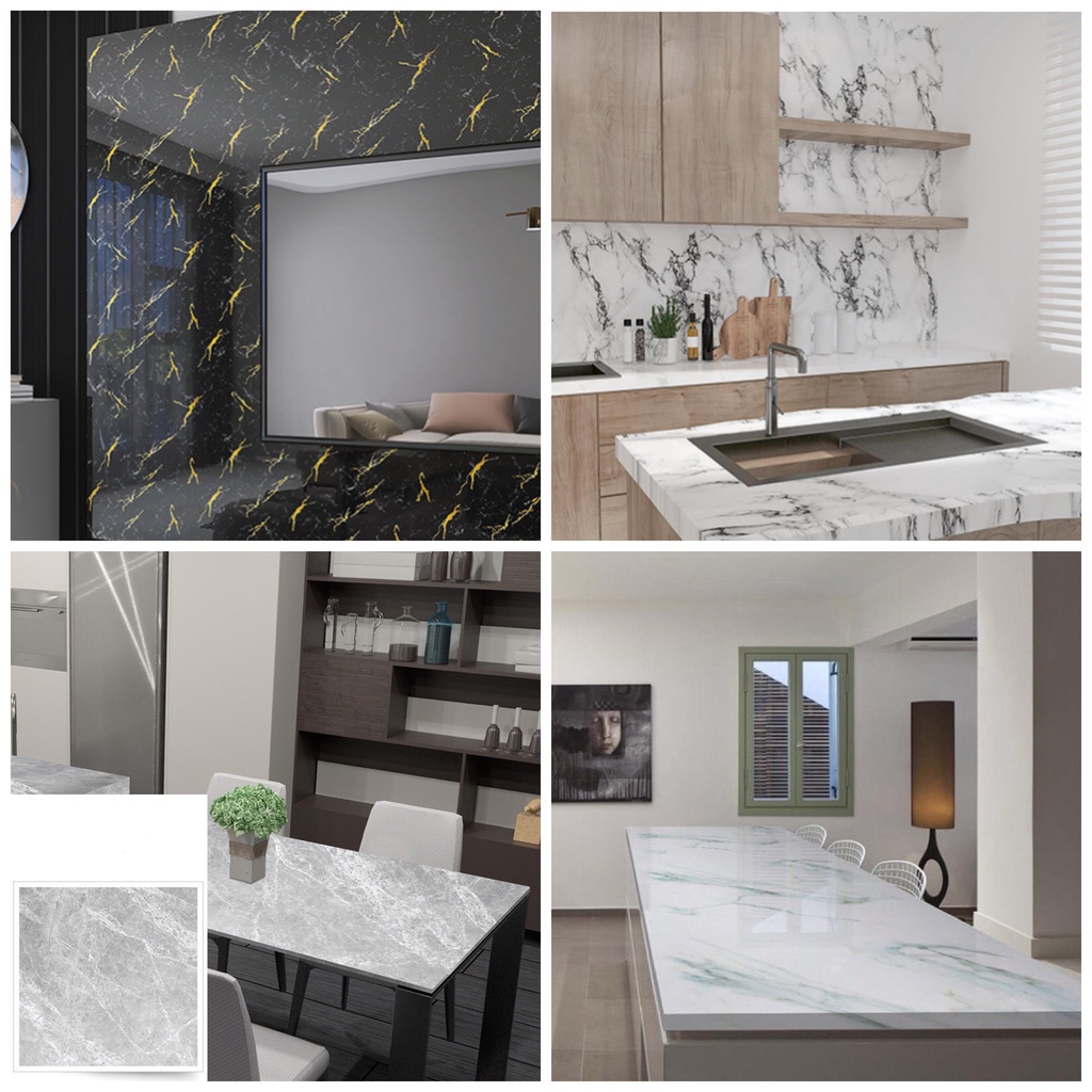 WJ288 Wallpaper Stiker 60cm x 300cm Stiker Marmer Motif Premium Marble Lemari Meja Dapur