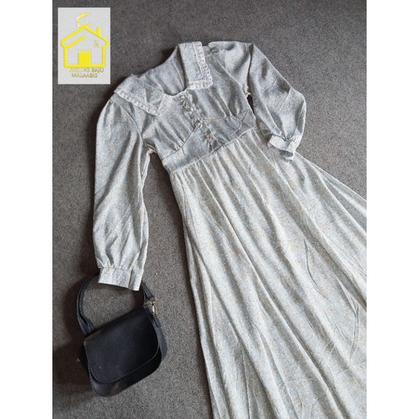 Dress Korean style kekinian, gamis motif bunga gamis Ceruti motif