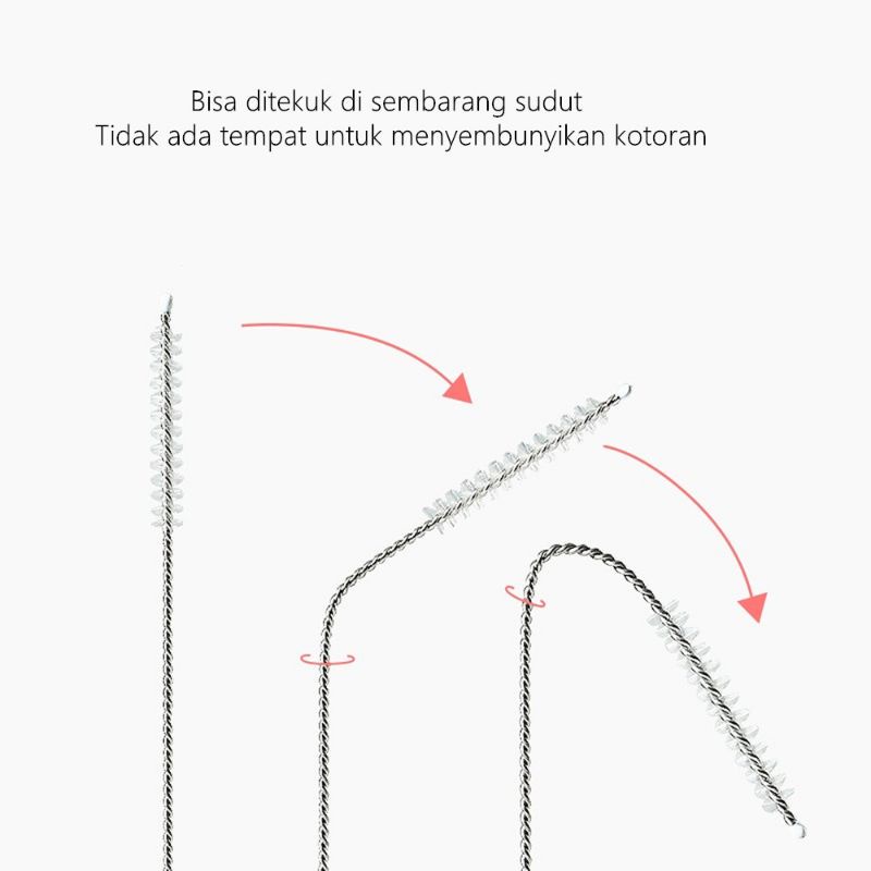 Sikat Pembersih Selang Sedotan Botol Straw Brush Sikat Botol Susu Bayi Stainless Straw Cleaning Brush XH03