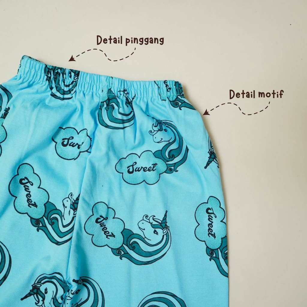 KJ Motif Cute Unicorn / Setelan Baju Celana Piyama Anak / Bayi Perempuan  Usia 2 - 8 tahun