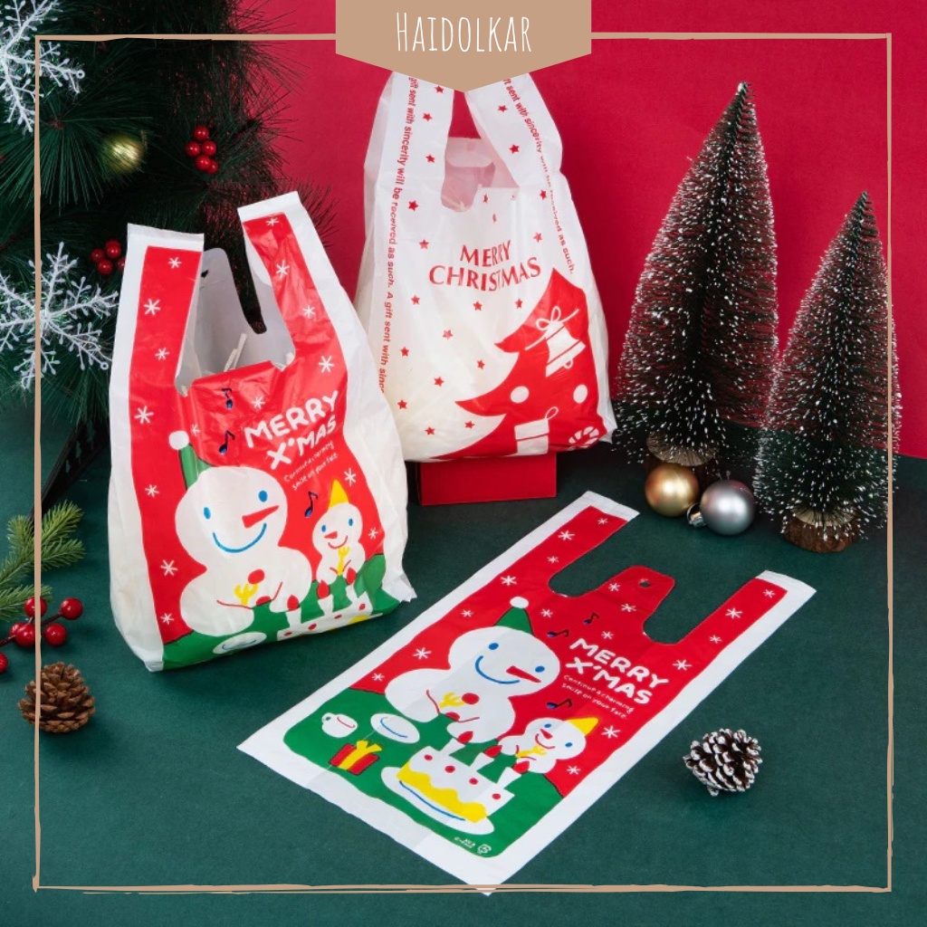 

Kantong Hadiah L Kantong Plastik Snack Plastik souvenir Natal Kantong Kado Snowman