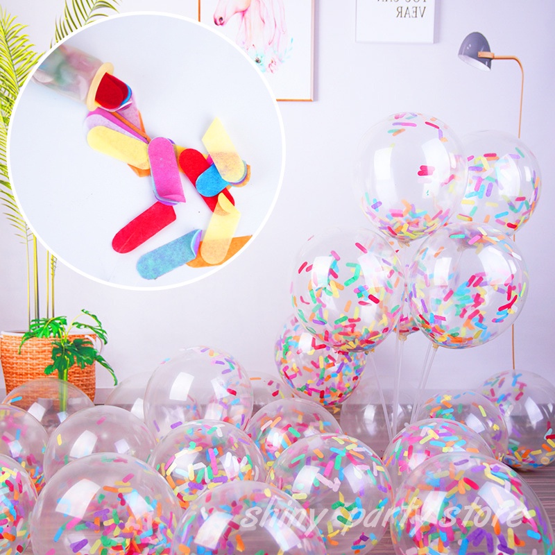 10pcs / Pak Balon Confetti 12inci Warna Campur Bahan Latex Untuk Dekorasi Pesta Ulang Tahun Anak