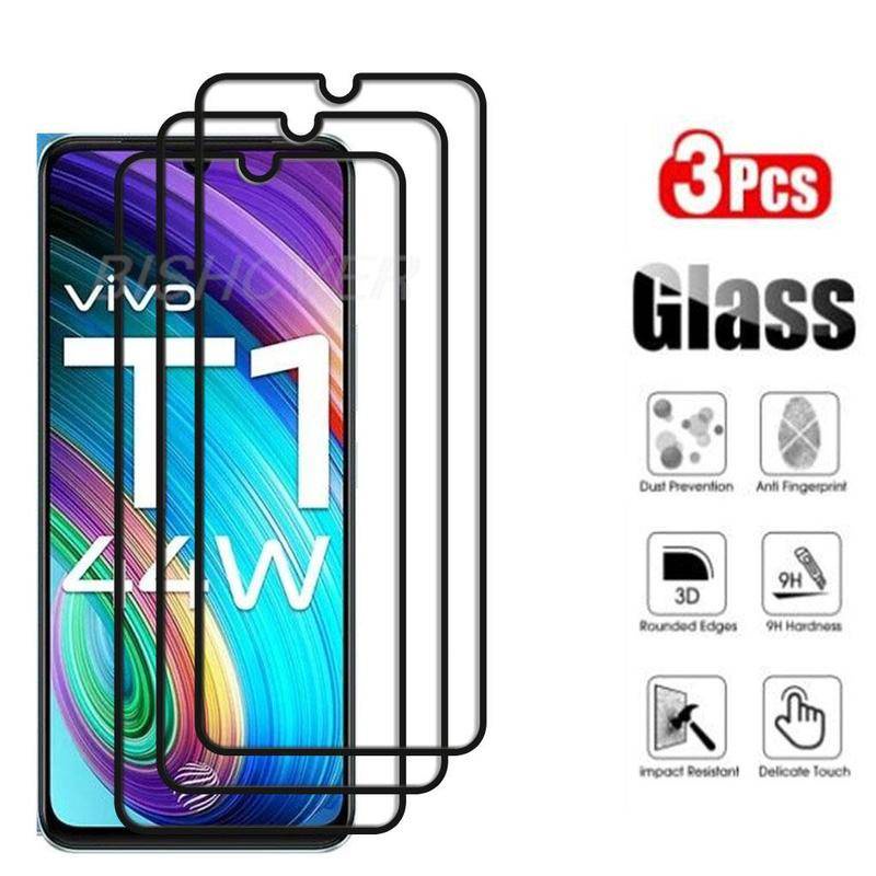 3pcs Pelindung Layar Tempered Glass 44W Y55 4G iQOO Z6 44W Untuk Vivo T1