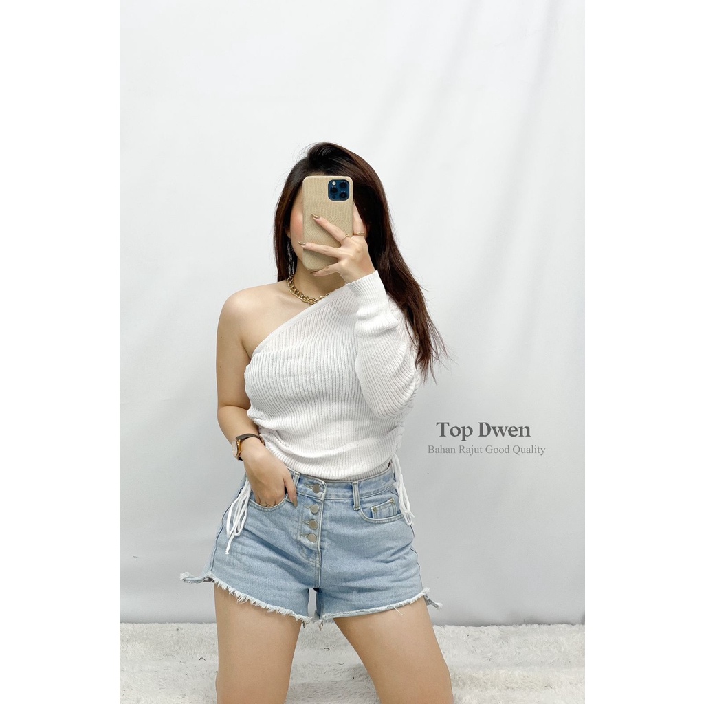 Basic id fashion Atasan rajut / top Blouse rajut dwen