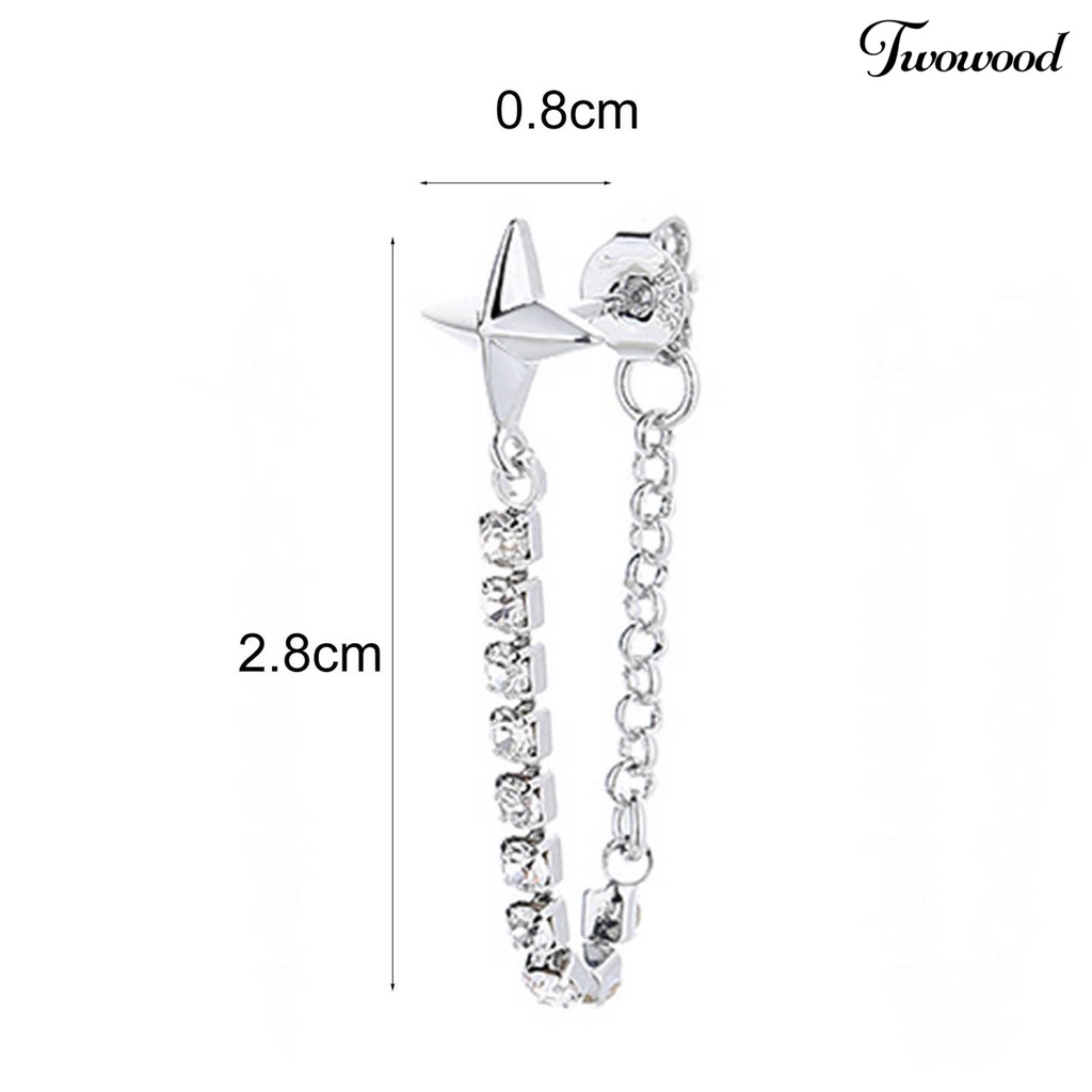 1 Pc Anting Rumbai Bentuk Bintang Bahan Cubic Zirconia Untuk Wanita