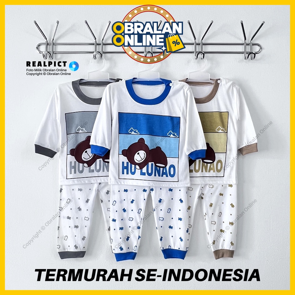 [SPY-RF71] OBRALAN ONLINE, Setelan Baju Bayi 3-18 Bulan, RED FOREST Sleeping Bear, Kaos Piyama Anak 