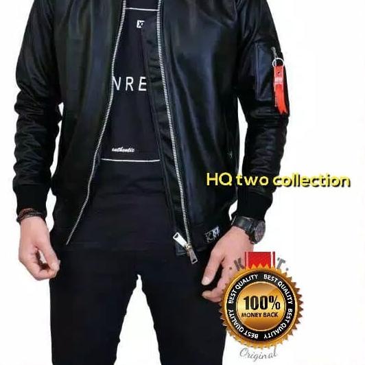 Jaket Kulit Pria Import Original Jaket Casual Keren Terbaru Murah - Hitam
