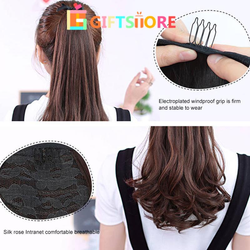 ✨COD Wig ekor kuda wig anak-anak wig panjang ekor kuda gulungan pendek dengan klip-GS