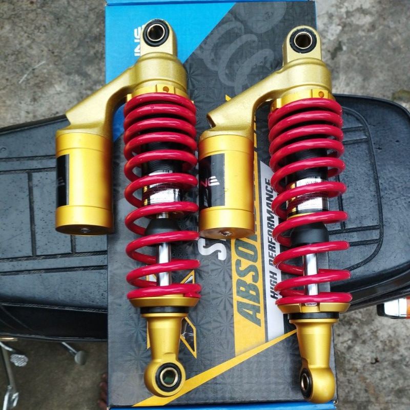 shockbreaker belakang tabung UK 32 dan 28 merah gold skok shock
