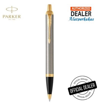 

PULPEN PARKER IM BRUSHED METAL GOLD TRIM BALLPOINT ORIGINAL AUTHORIZED EKSLUSIF