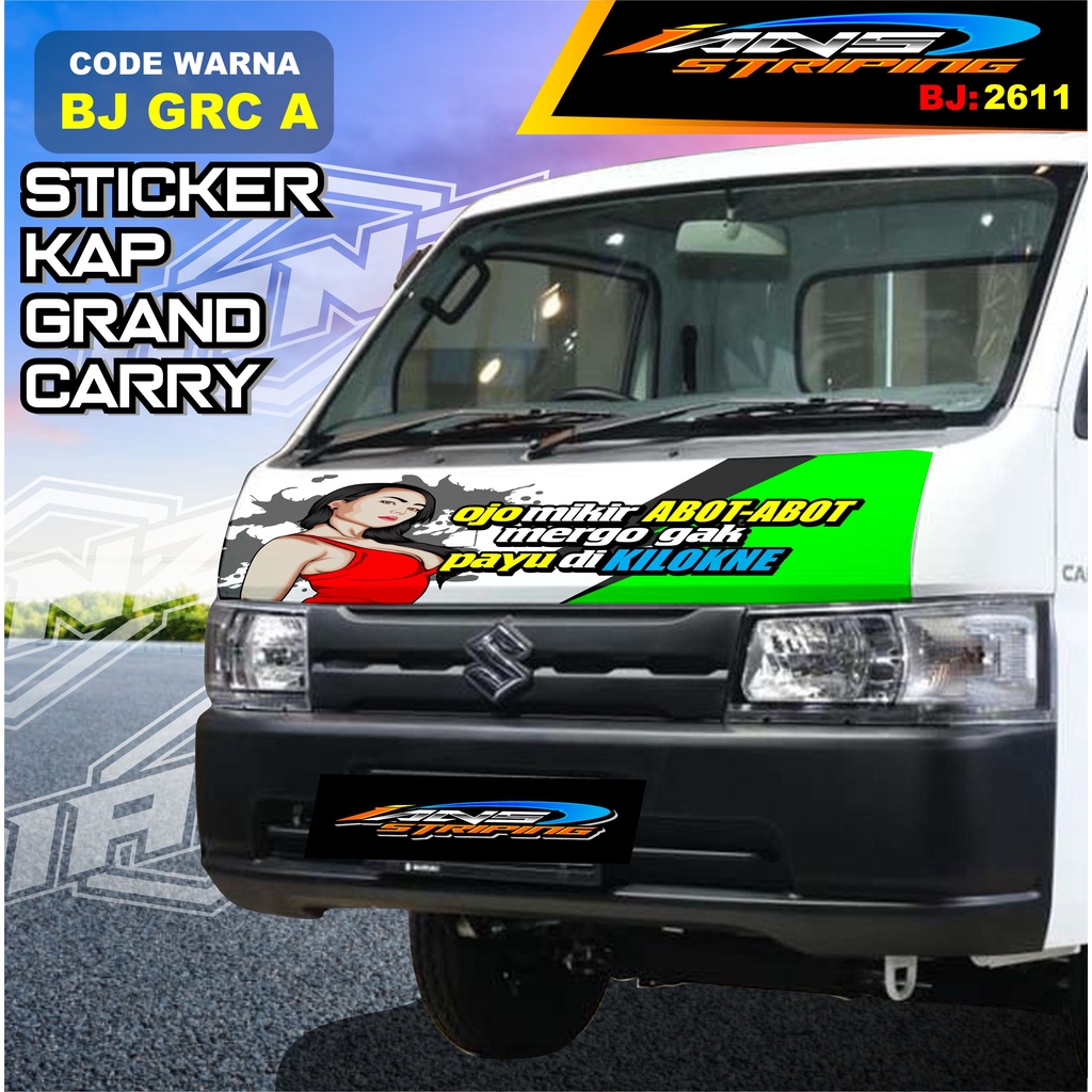 STICKER DECAL KABIN DEPAN MOBIL CARRY / STIKER KAP DEPAN MOBIL GRANMAX PICK UP / STICKER TERBARU L300