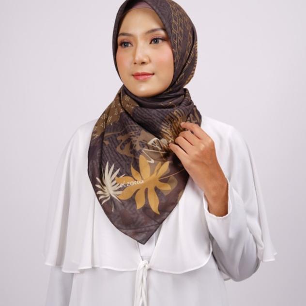Elzatta Jilbab Segi Empat Scarf Motif Premium Obelia Jaliya - Magenta