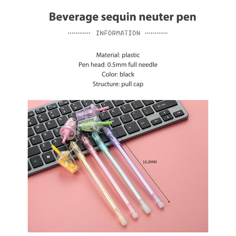 COD❤️Pulpen boba pulpen gel pen milktea karakter murah pen gel gantung  0.5mm Kreatif Susu Cangkir Teh Liontin Gel Pena Lucu Payet Mahasiswa Tanda Tangan Pena-A.one