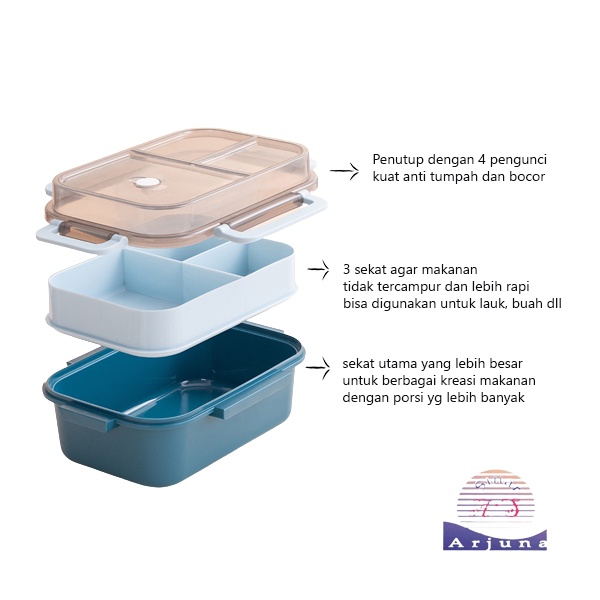 LUNCH BOX SET 3 SEKAT/ KOTAK BEKAL 3 SEKAT PRAKTIS ANTI TUMPAH ANTI BOCOR/ KOTAK MAKAN