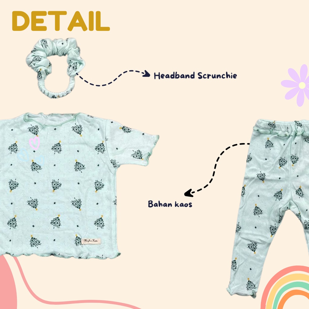 Plazababyku MX CARISSA setelan bayi motif bunga yang lucu free headband scrunchie + sandal PART2