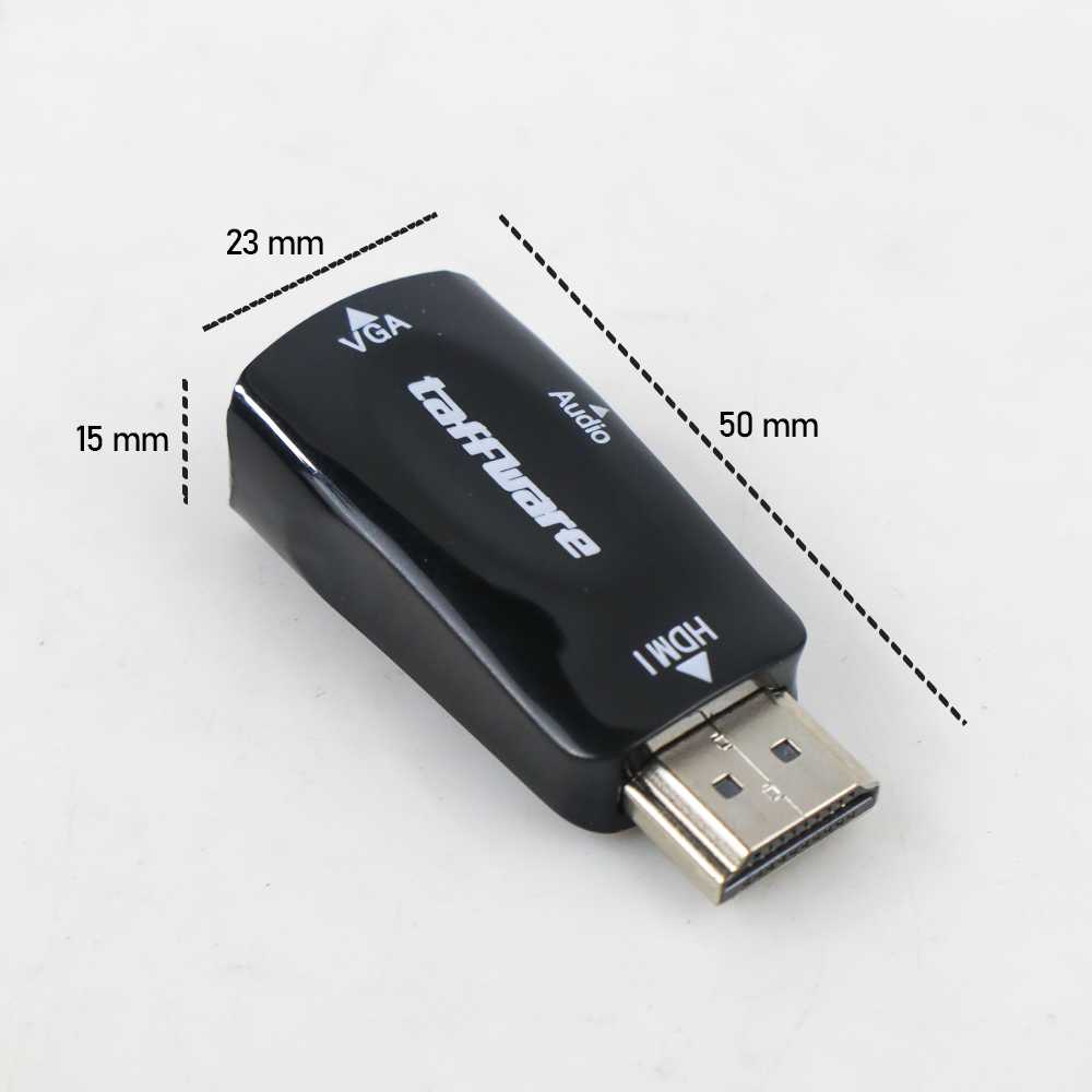 Konverter Aktif HDMI to VGA Female plus Audio AUX 3.5mm Adapter Dongle Monitor PC
