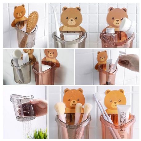 Tempat Sikat Gigi Odol Motif Beruang / Tooth Paste Holder Tooth Brush Cup Holder Bear / Wadah Sabun Serbaguna [MF]