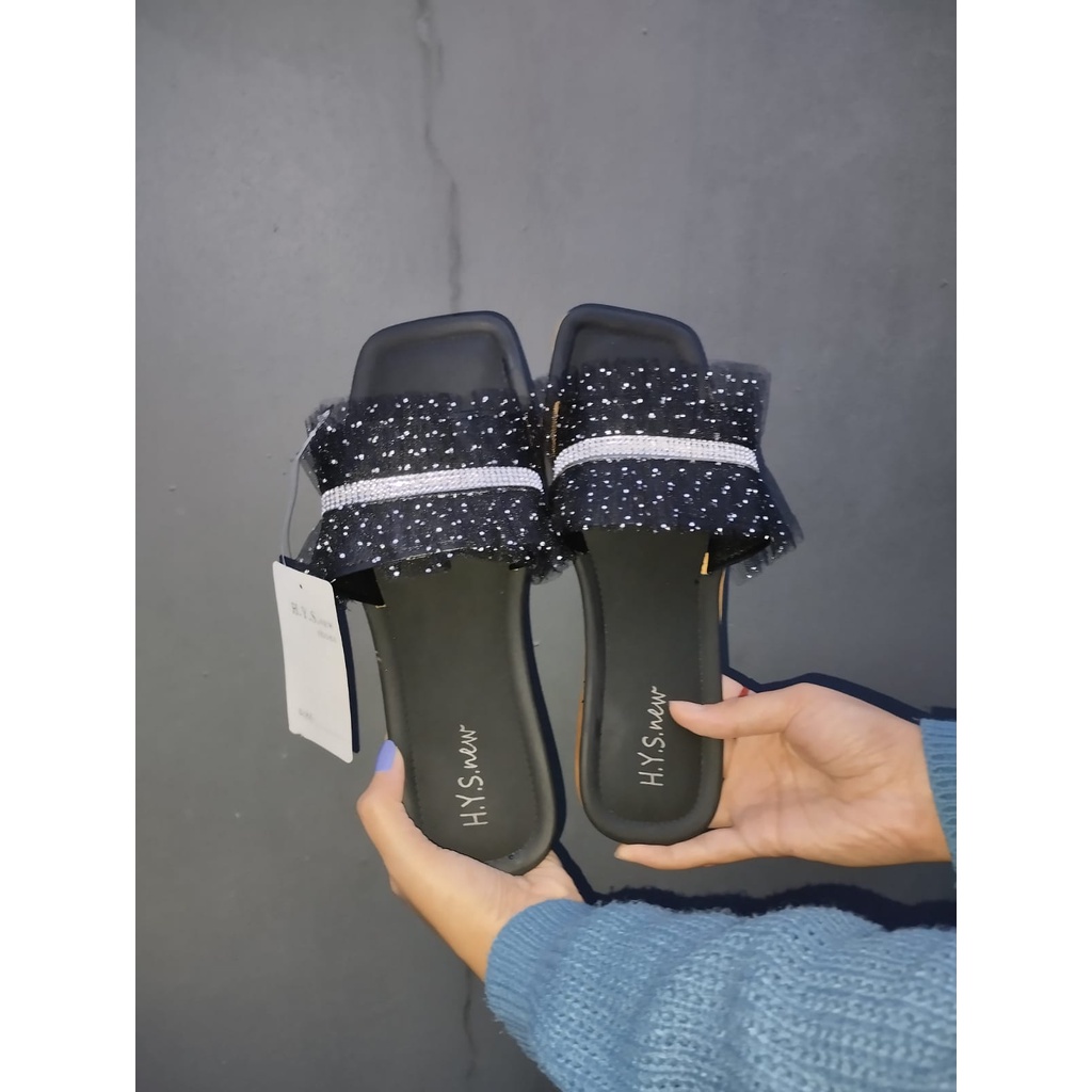 sandal selop jelly renda payet  2078-3K (37-41) sandal selop wanita korean style