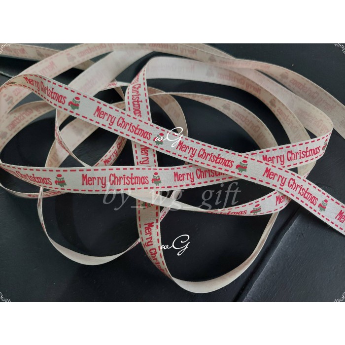 

[READY] Pita Natal / Christmas - Katun - Panjang 25 yard - Lebar 1.5 cm - Tulisan Xmas B