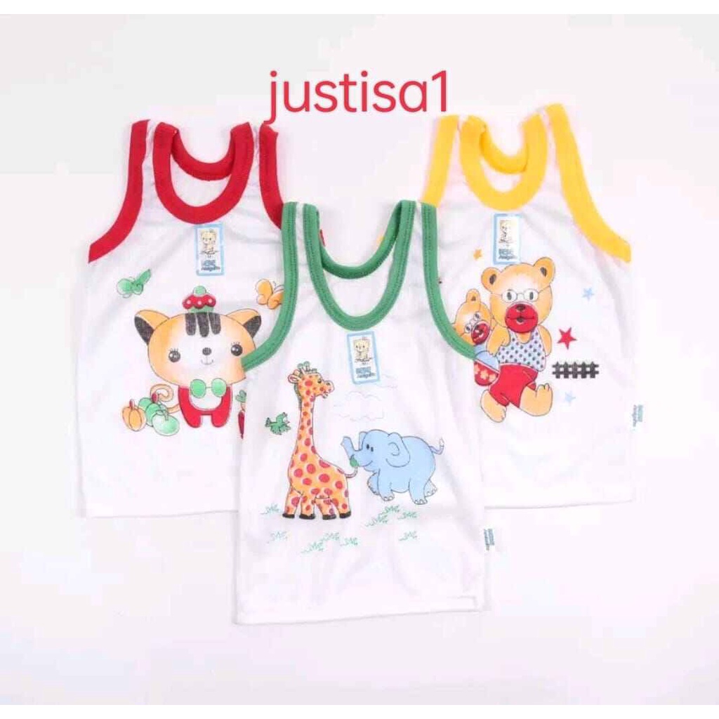 murah..6 PCS SINGLET KUTUNG PUTIH- KAOS DALAM ANAK MOTIF BEBE SNI 3 BULAN - 8 TAHUN